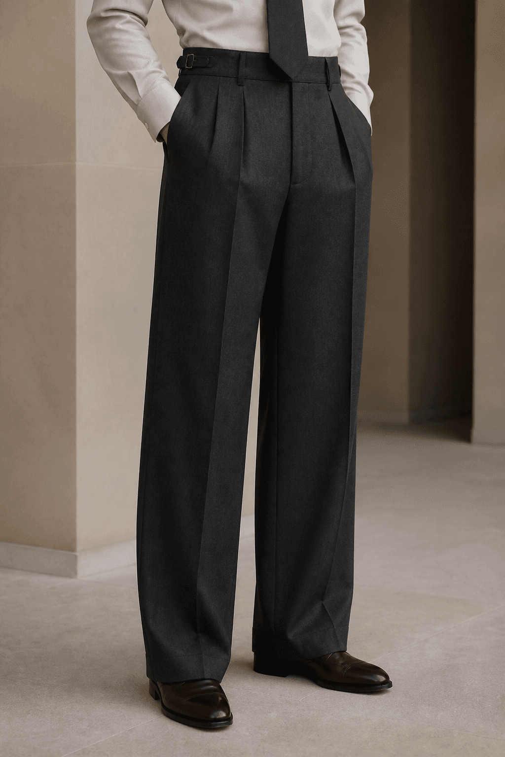 Pleated Wide-Leg Pant
